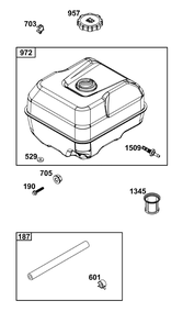Fuel Supply Group Diagram and Parts List for 25T232-0326-H5 200000 - 399999 Briggs and Stratton Engine